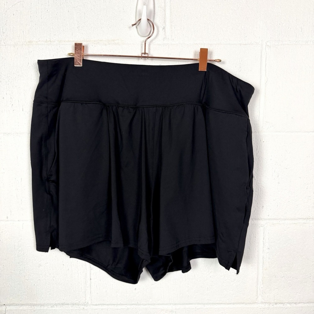 Lands End Womens NWT Black Swim Shorts Plus Size 2X Lined Pocket Travel Beach